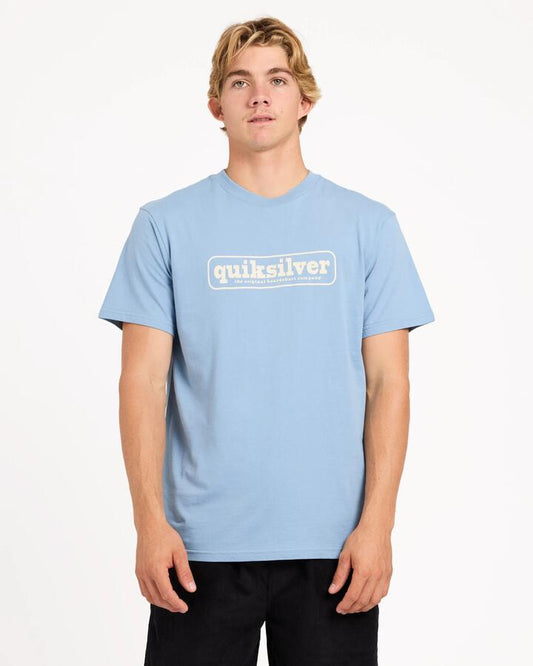 Image of T-Shirts. Product name - Quiksilver Mens Centres T-Shirt Faded Denim in Faded Denim colour by brand - Quiksilver