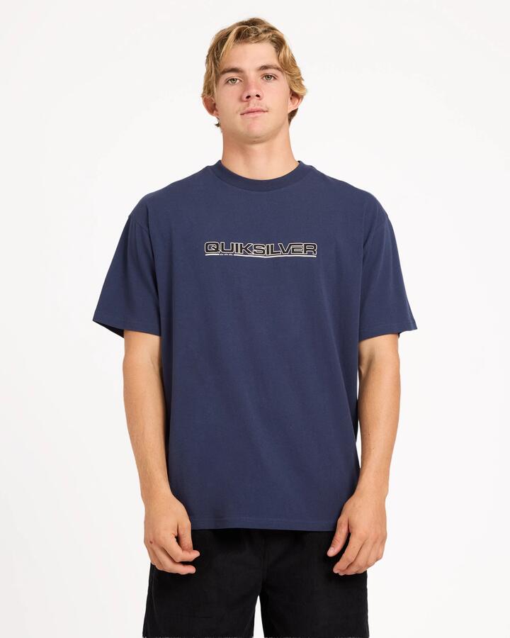 Image of T-Shirts. Product name - Quiksilver Mens Omnium T-Shirt Mood Indigo in Mood Indigo colour by brand - Quiksilver