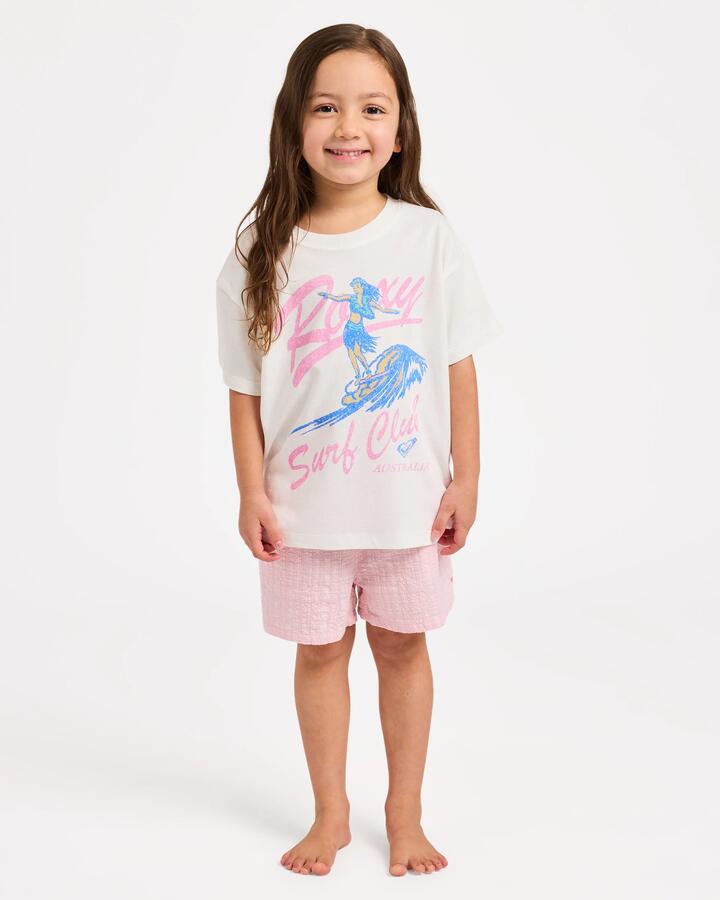 Image of T-Shirts. Product name - Roxy Girls 2-7 Hula Wave Rider T-Shirt Cloud Dancer in Cloud Dancer colour by brand - Roxy