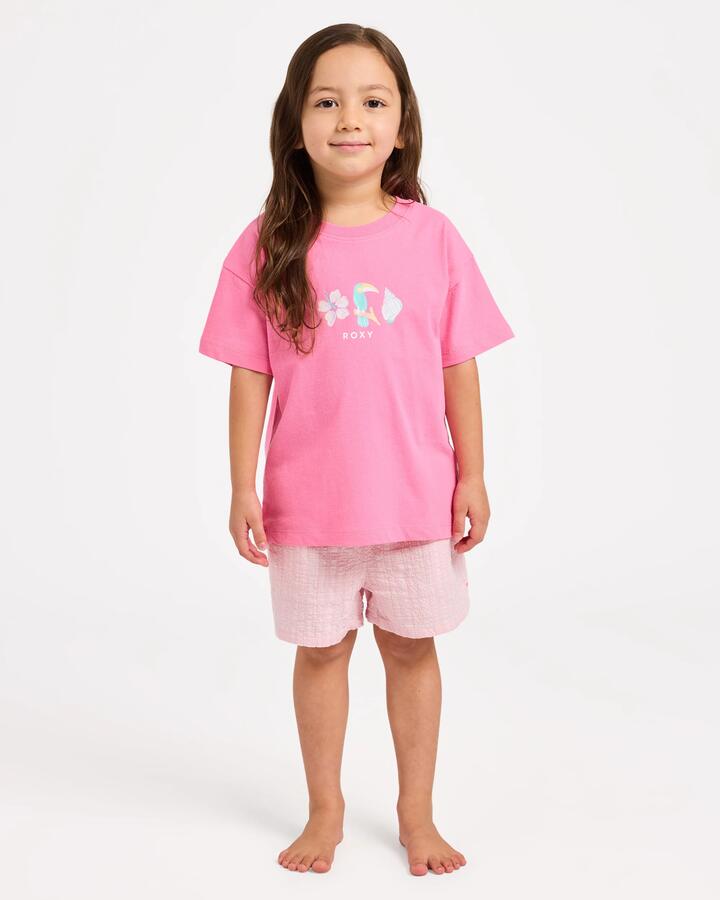 Image of T-Shirts. Product name - Roxy Girls 2-7 Ocean Lover T-Shirt Pink Carnation in Pink Carnation colour by brand - Roxy