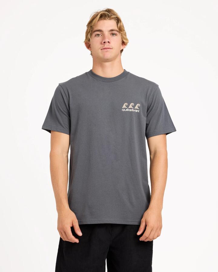 Image of T-Shirts. Product name - Quiksilver Mens Natural Elements T-Shirt Tarmac in Tarmac colour by brand - Quiksilver