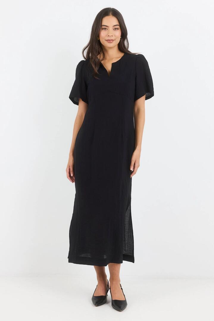 Image of Dresses. Product name - Commend Black Texture Shaped SS Maxi Dress in Black Texture colour by brand - Stories be Told