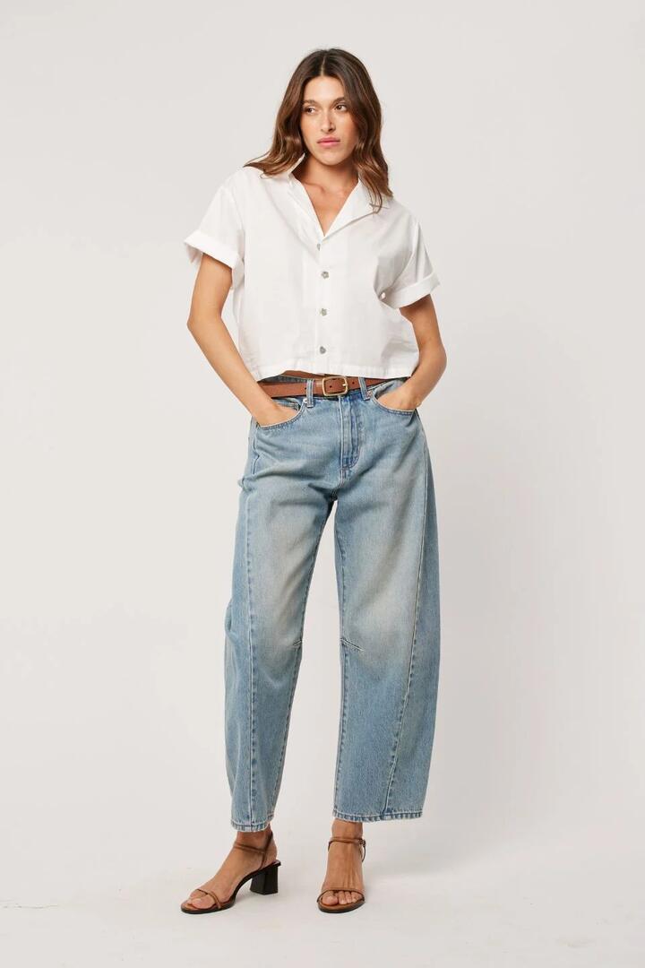 Image of Jeans. Product name - Arc Thunderbird Washed Blue Barrel Jean in Blue colour by brand - Rollas
