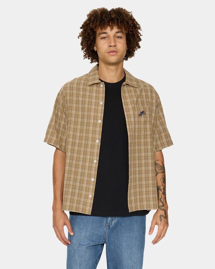 Image of Shirts. Product name - Worship Mens Cherub Short Sleeve Shirt Tannin in Tannin colour by brand - Worship