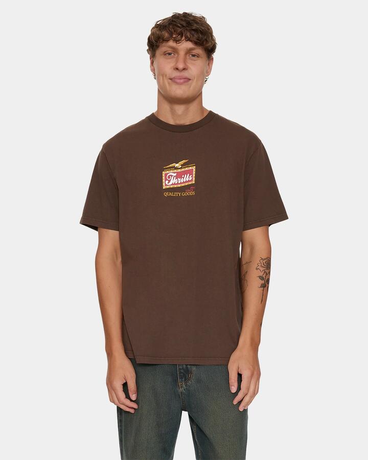 Image of T-Shirts. Product name - Thrills Mens Make Em Tough Merch T-Shirt Postal Brown in Postal Brown colour by brand - Thrills