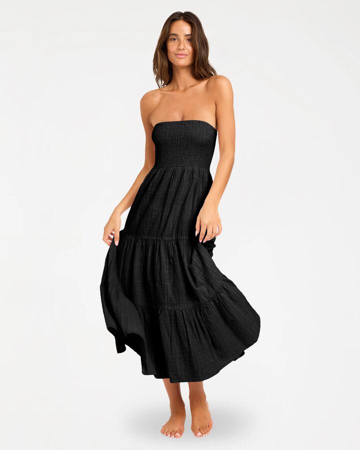 Image of Dresses. Product name - Roxy Womens Baby Mine Maxi Dress Black in Black colour by brand - Roxy