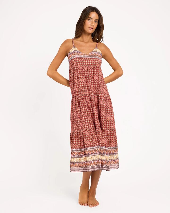 Image of Dresses. Product name - Roxy Womens Aurora Maxi Dress Dusty Orange in Dusty Orange colour by brand - Roxy