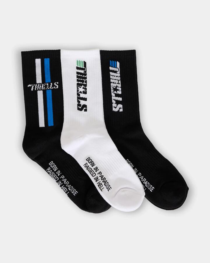 Image of Socks. Product name - Thrills Mens Split Decisions 3 Pack Crew Socks Multi in Multi colour by brand - Thrills