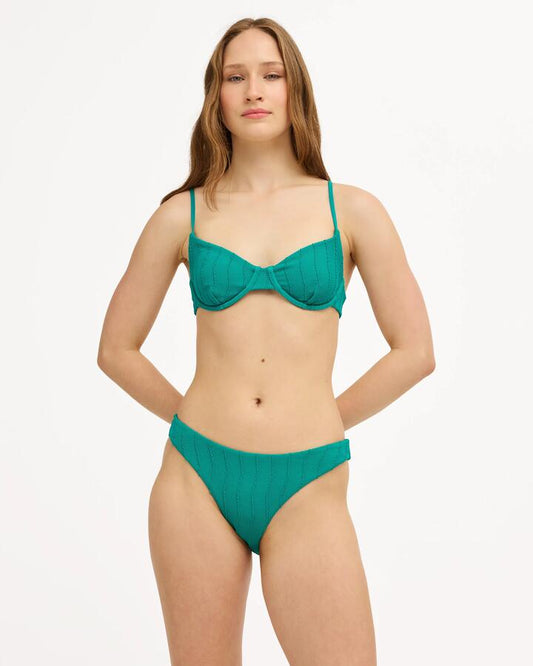 Image of Swimwear. Product name - RVCA Womens Chevy Grooves 90S Underwire Bikini Top Ivy in Ivy colour by brand - RVCA