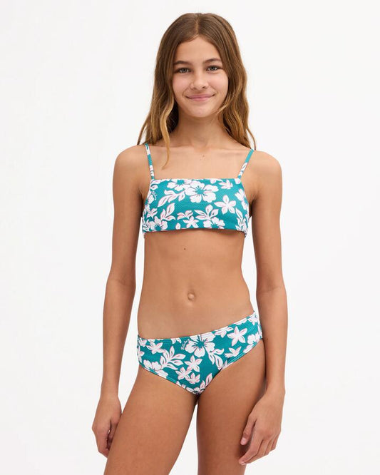 Image of Swimwear. Product name - Billabong Girls 8-16 Coconut Rush Two Piece Swimsuit Evergreen in Evergreen colour by brand - Billabong