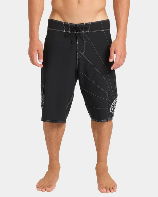 Image of Swimwear. Product name - Billabong Mens Ai Rising Sun Pro 22" Boardshorts Black in Black colour by brand - Billabong