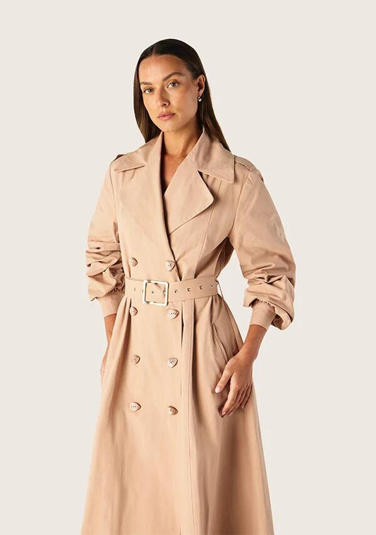 Image of a model wearing Outerwear. Productname: Arena Trench Coat | MOS The Label in Transcendent Pink colour by brand - MOS The Label
