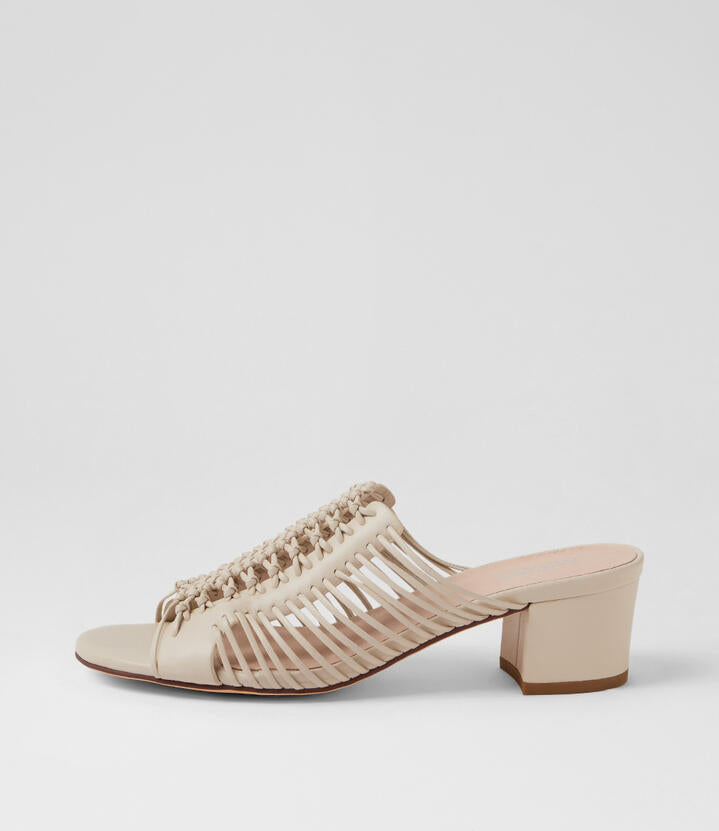Image of Sandals. Product name - Desona Cream Leather Sandals in Cream colour by brand - MIDAS