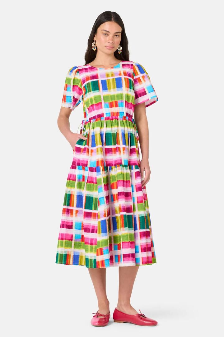 Image of Dresses. Product name - Paintbox Check Midi Dress in Check colour by brand - Gorman