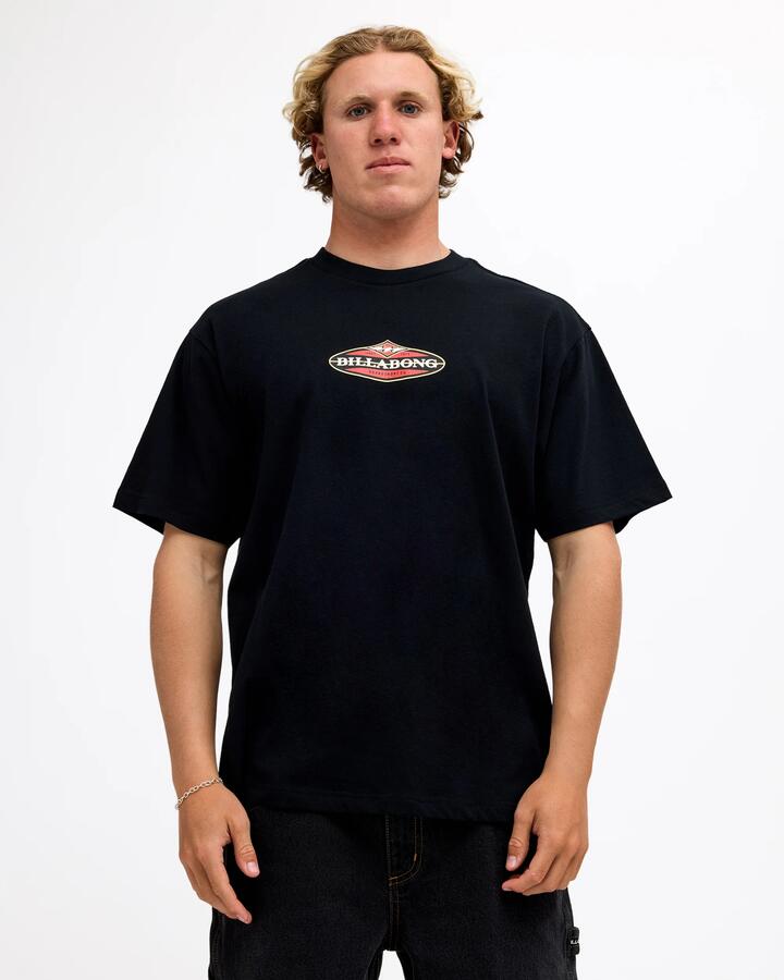 Image of T-Shirts. Product name - Billabong Mens Stringer T-Shirt Black in Black colour by brand - Billabong