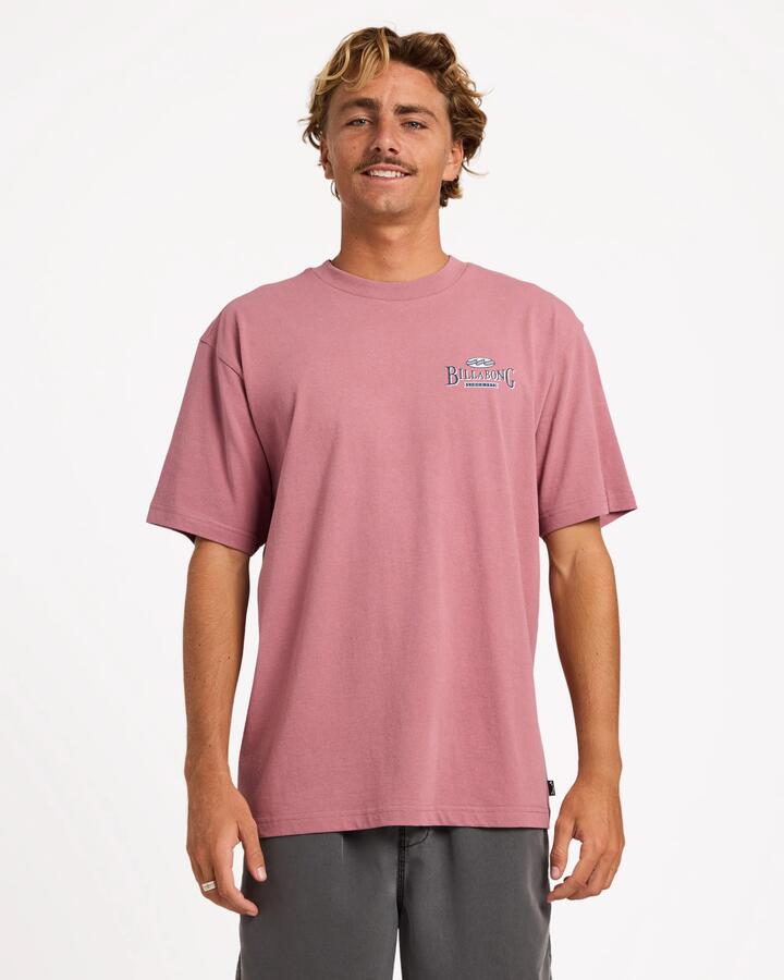 Image of T-Shirts. Product name - Billabong Mens Crossboards T-Shirt Red Dahlia in Red Dahlia colour by brand - Billabong