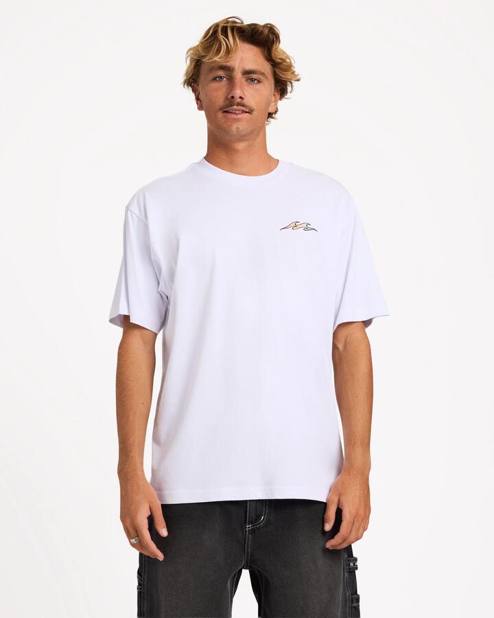 Image of T-Shirts. Product name - Billabong Mens Flare T-Shirt White in White colour by brand - Billabong