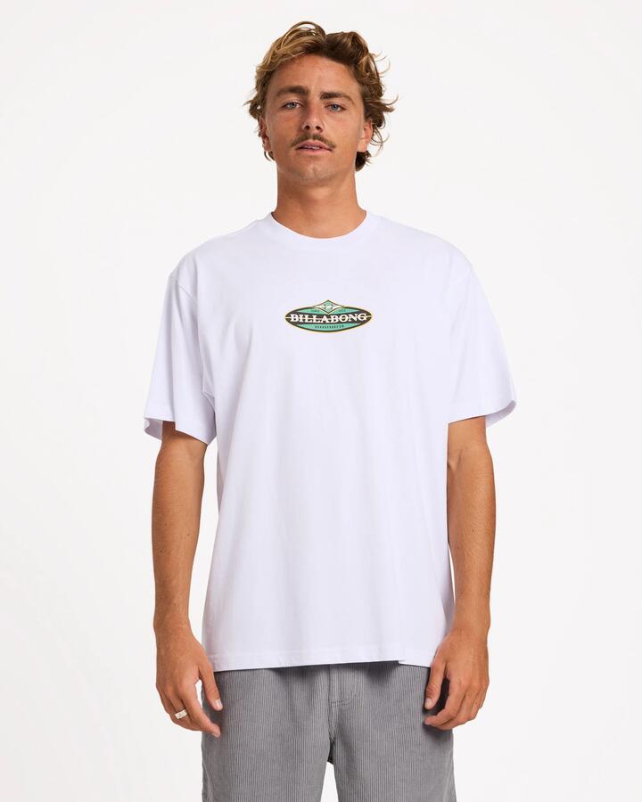 Image of T-Shirts. Product name - Billabong Mens Stringer T-Shirt White in White colour by brand - Billabong
