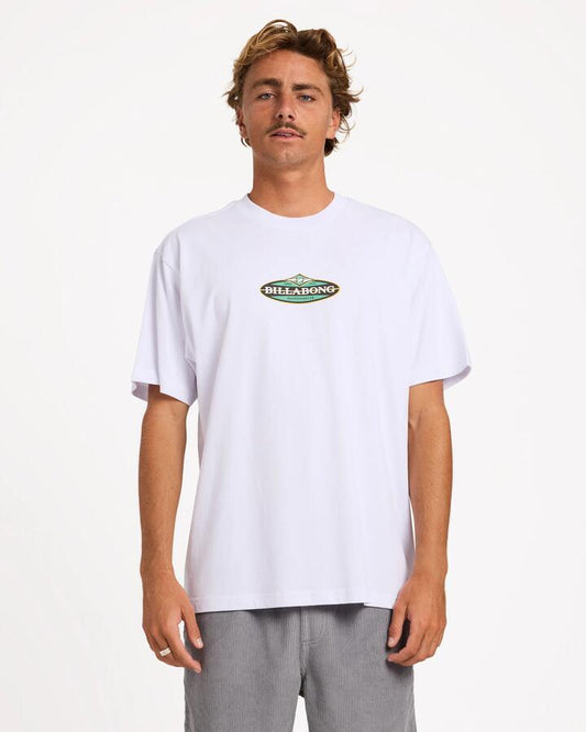 Image of T-Shirts. Product name - Billabong Mens Stringer T-Shirt White in White colour by brand - Billabong