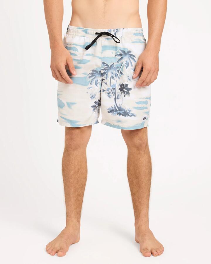 Image of a model wearing Shorts. Product name - Quiksilver Mens Everyday 17" Volley Shorts Bone White in Bone White colour by brand - Quiksilver