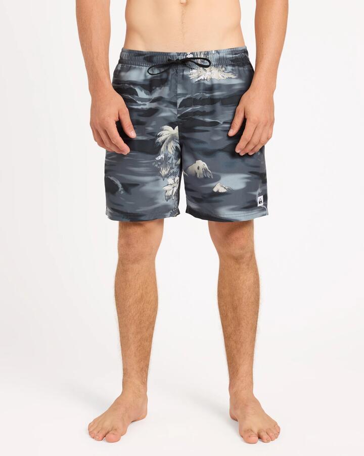 Image of a model wearing Shorts. Product name - Quiksilver Mens Everyday 17" Volley Shorts Black in Black colour by brand - Quiksilver