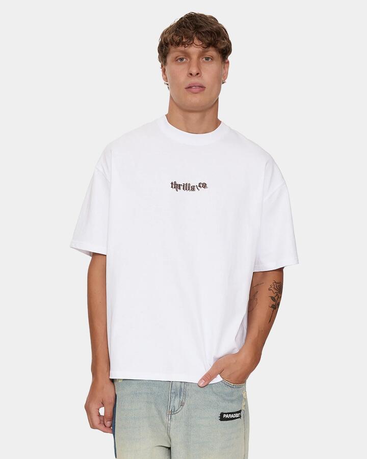Image of T-Shirts. Product name - Thrills Mens New Delusions Oversize T-Shirt White in White colour by brand - Thrills