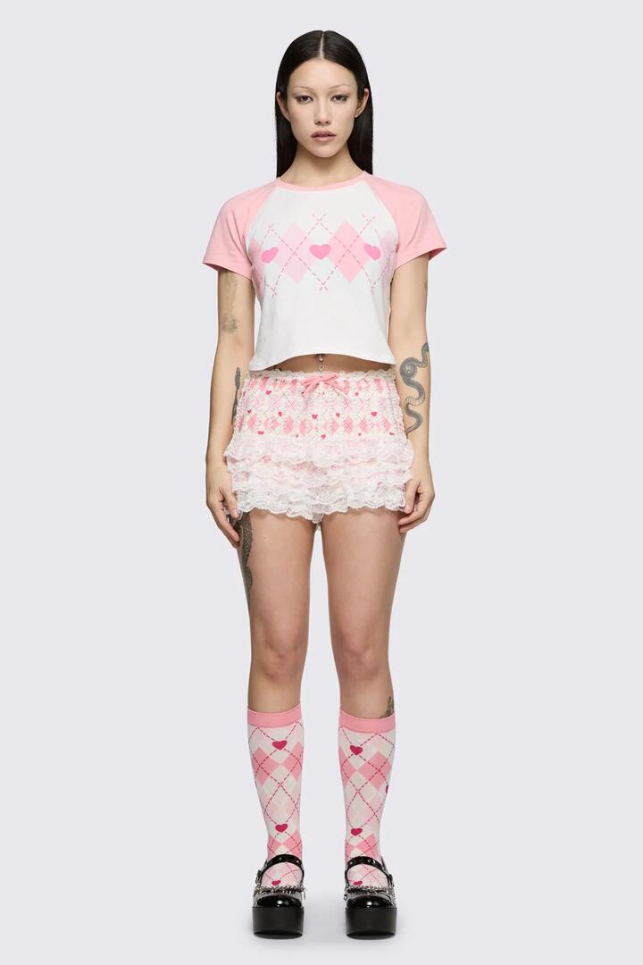 Image of T-Shirts. Product name - Merry Go Round Recipe Tee in Pink/Cream colour by brand - Dangerfield