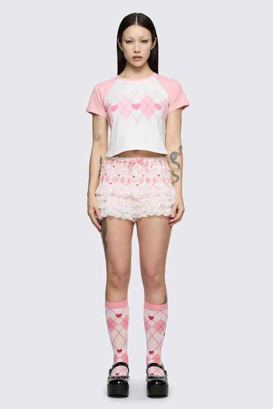 Image of T-Shirts. Product name - Merry Go Round Recipe Tee in Pink/Cream colour by brand - Dangerfield