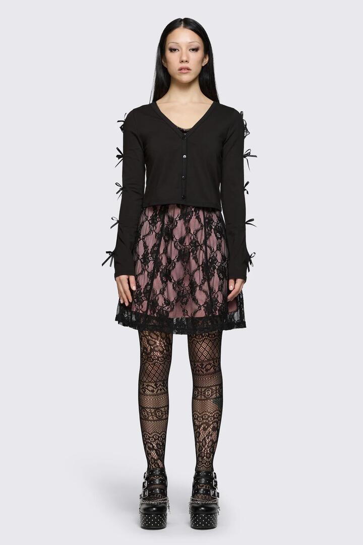 Image of Cardigans. Product name - Round & Round Tie Sleeve Cardi in Black colour by brand - Dangerfield