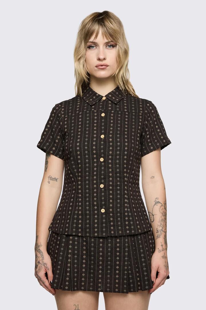 Image of Blouses. Product name - Low Whisper Blouse in Brown colour by brand - Black Friday