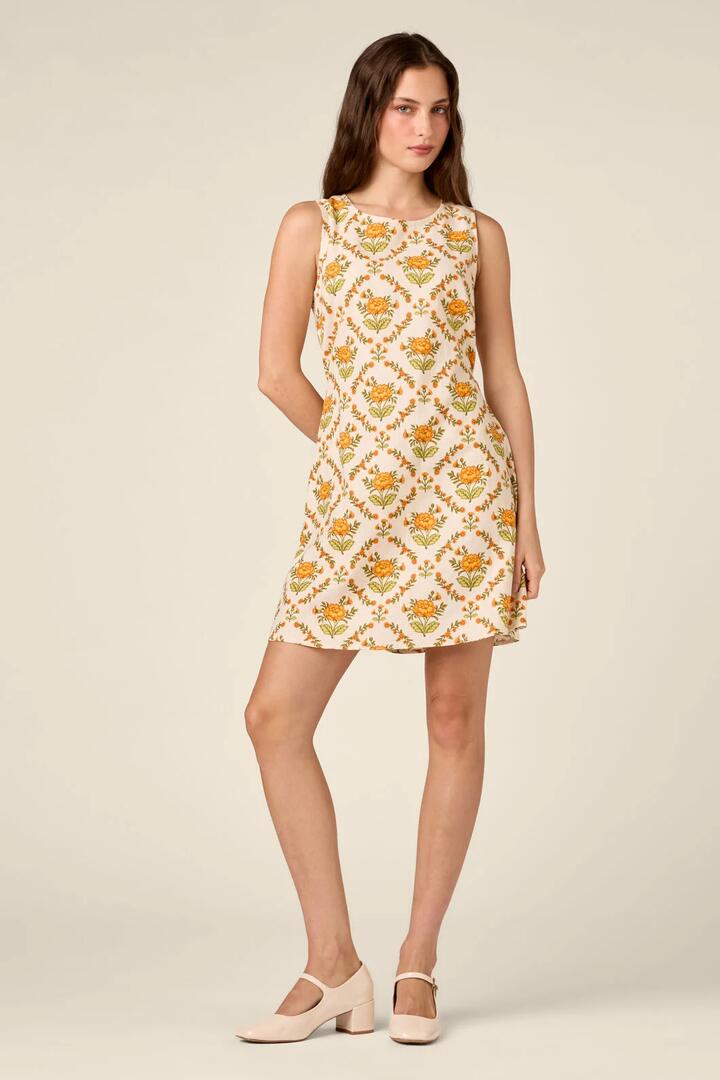 Image of Dresses. Product name - Luxe Marigold Shift Dress in Cream colour by brand - Princess Highway
