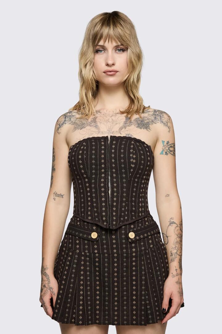 Image of Lingerie. Product name - Low Whisper Corset in Brown colour by brand - Black Friday