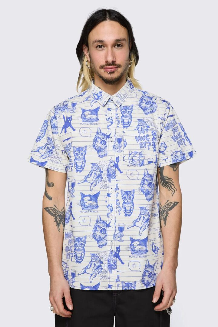 Image of Shirts. Product name - Sketchy Unisex Short Sleeve Shirt in White/Purple colour by brand - Dangerfield