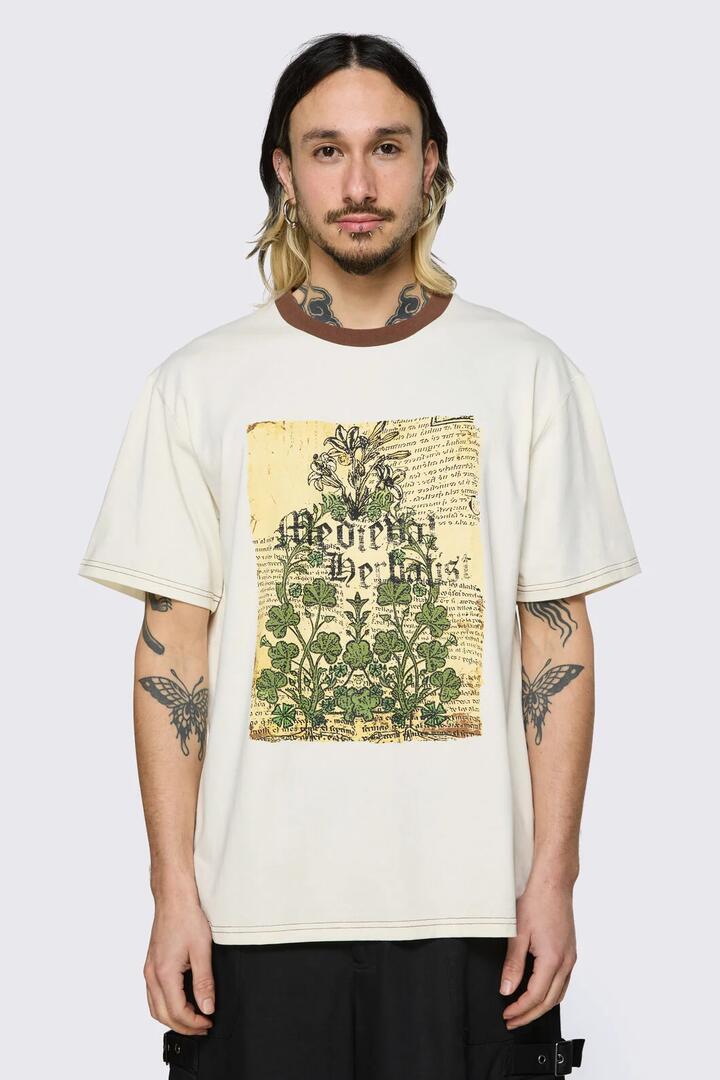 Image of T-Shirts. Product name - Herbalist Tee in Cream colour by brand - Black Friday