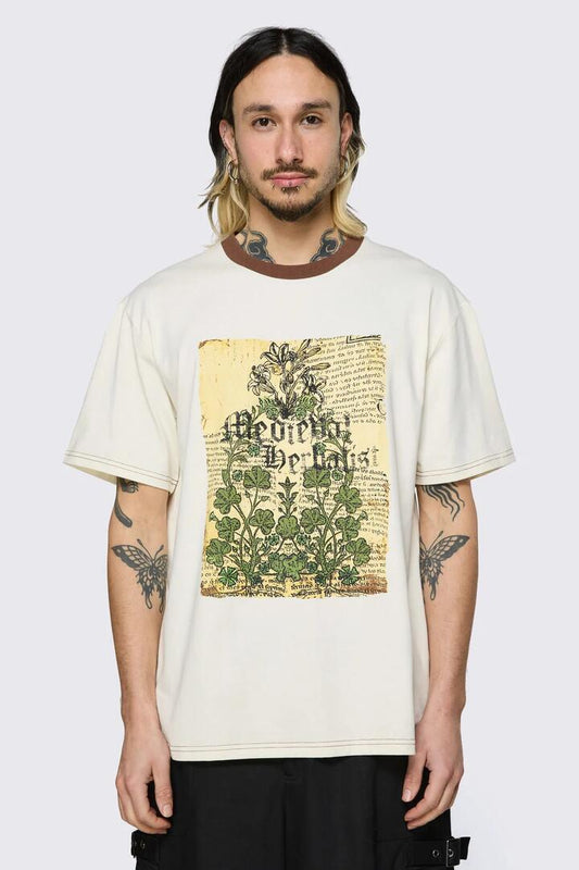 Image of T-Shirts. Product name - Herbalist Tee in Cream colour by brand - Black Friday
