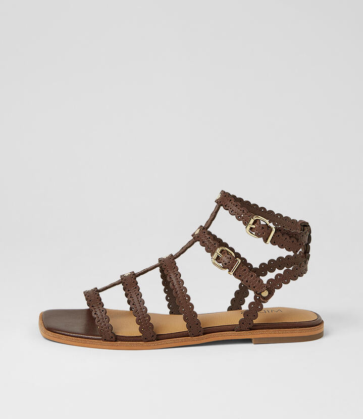 Image of Sandals. Product name - Shalimar Choc Leather Sandals in Choc colour by brand - MIDAS