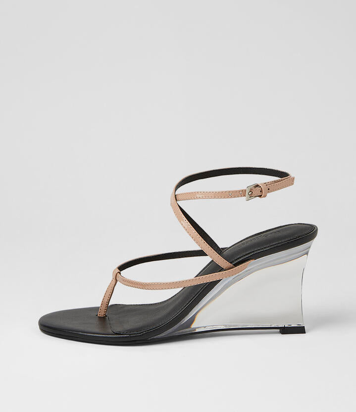 Image of Sandals. Product name - Soule Dark Nude Patent Leather Sandals in Dk Nude colour by brand - MOLLINI