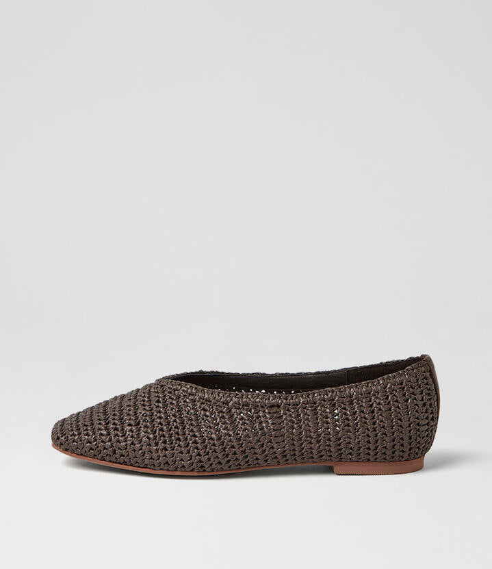 Image of Flats. Product name - Tarri Choc Woven Ballet Flats in Choc colour by brand - MOLLINI