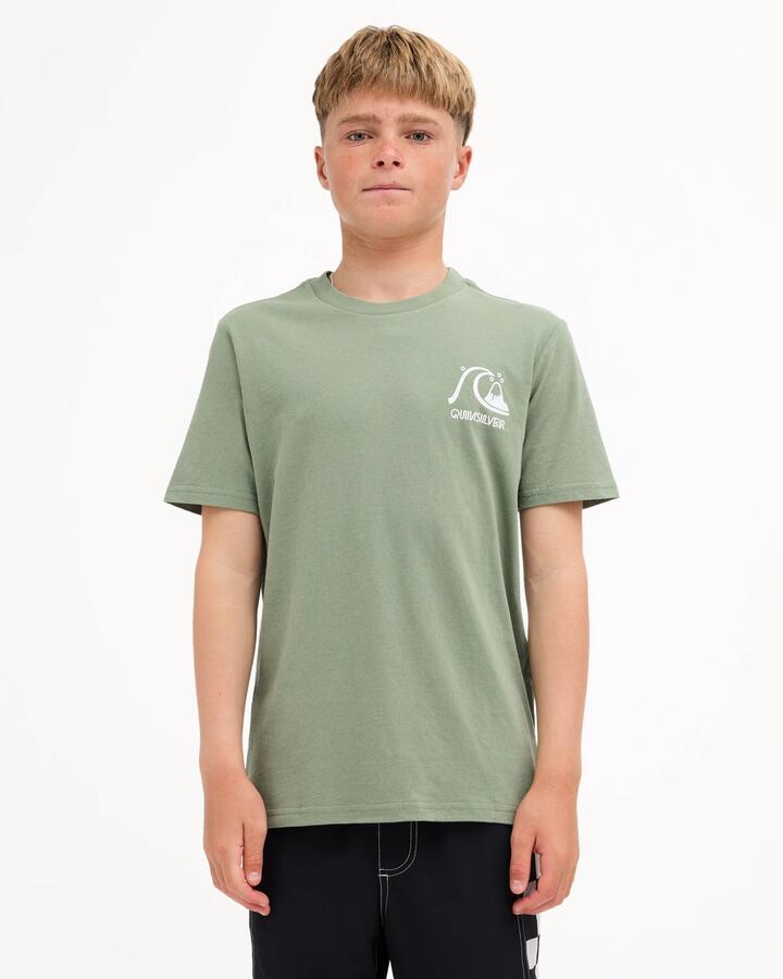 Image of T-Shirts. Product name - Quiksilver Boys 8-16 Original Co T-Shirt Sea Spray in Sea Spray colour by brand - Quiksilver