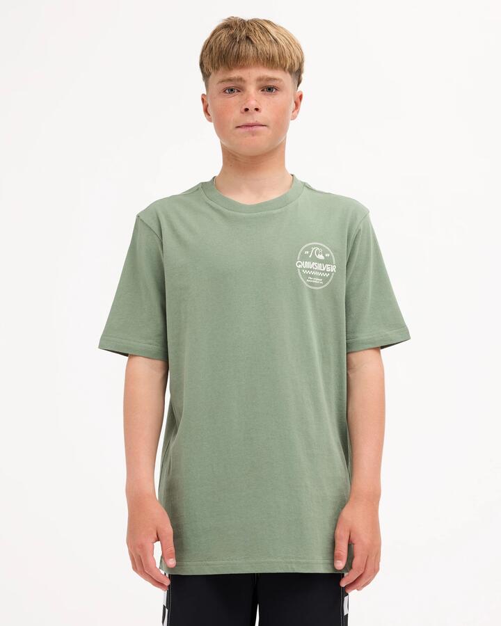 Image of T-Shirts. Product name - Quiksilver Boys 8-16 Original Stamp T-Shirt Sea Spray in Sea Spray colour by brand - Quiksilver
