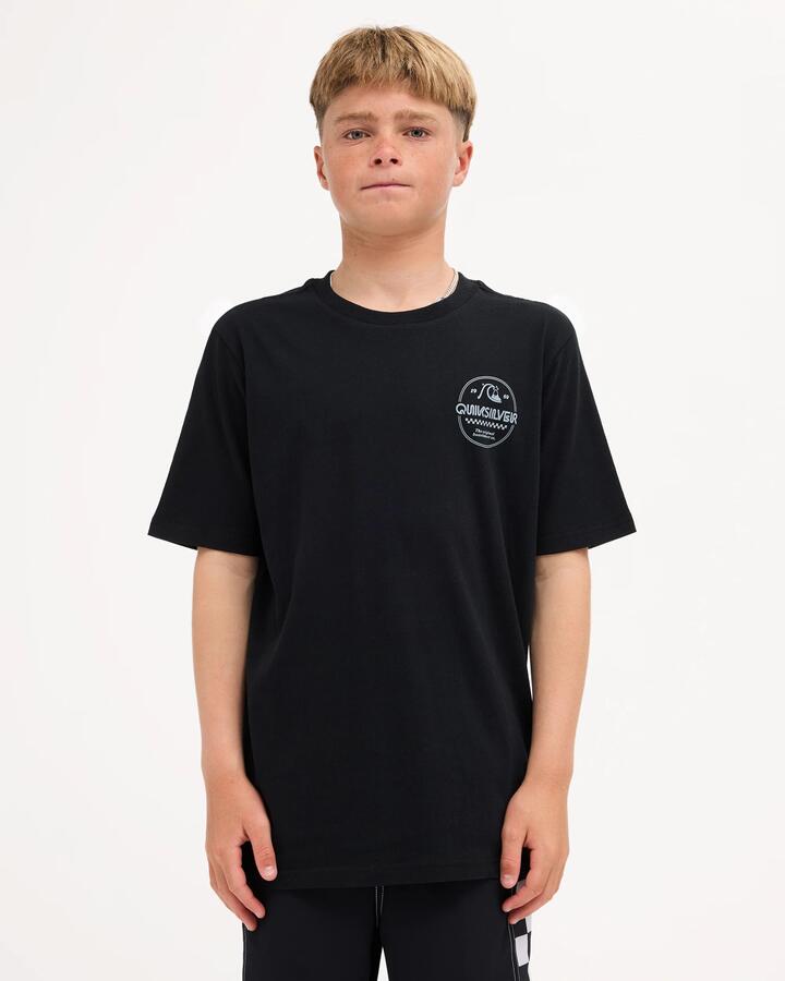Image of T-Shirts. Product name - Quiksilver Boys 8-16 Original Stamp T-Shirt Black in Black colour by brand - Quiksilver