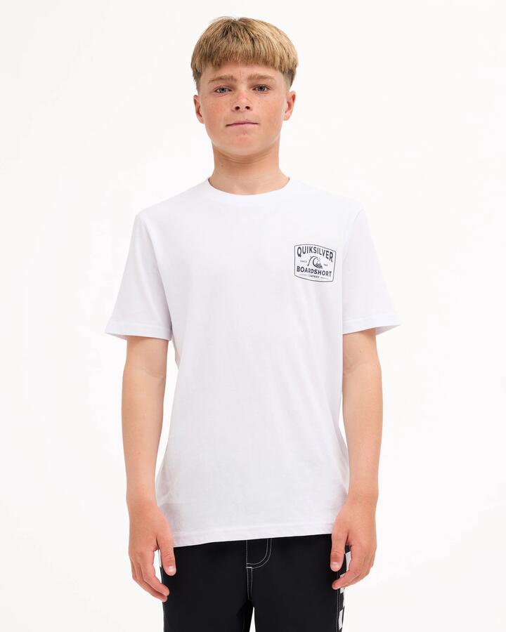 Image of T-Shirts. Product name - Quiksilver Boys 8-16 Originator T-Shirt White in White colour by brand - Quiksilver