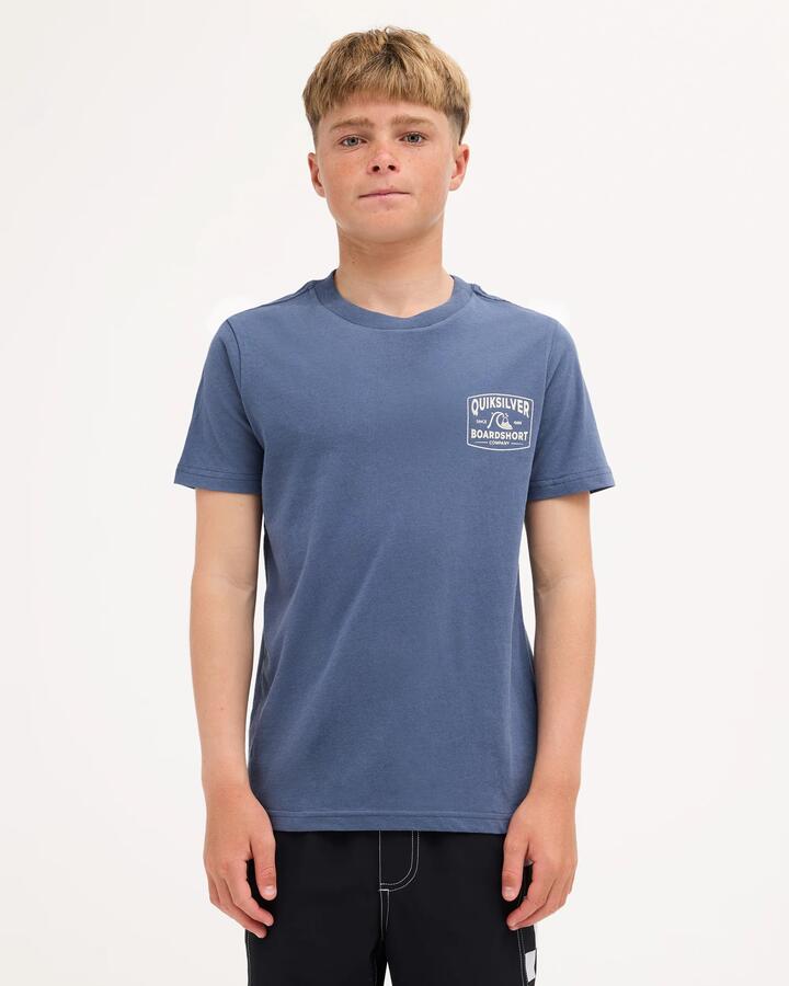 Image of T-Shirts. Product name - Quiksilver Boys 8-16 Originator T-Shirt Vintage Indigo in Vintage Indigo colour by brand - Quiksilver
