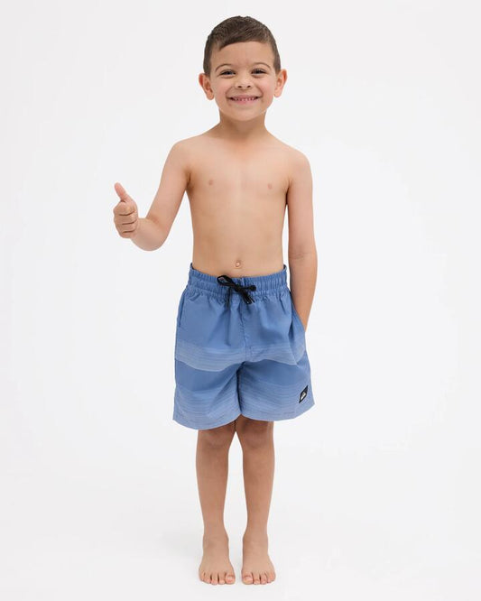 Image of a model wearing Shorts. Product name - Quiksilver Boys 2-7 Everyday Stripe Volley Shorts Quiet Harbor in Quiet Harbor colour by brand - Quiksilver