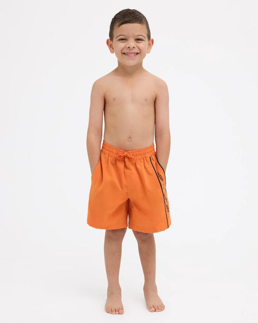 Image of a model wearing Shorts. Product name - Quiksilver Boys 2-7 Everyday Vert 13" Voley Shorts Jaffa Orange in Jaffa Orange colour by brand - Quiksilver