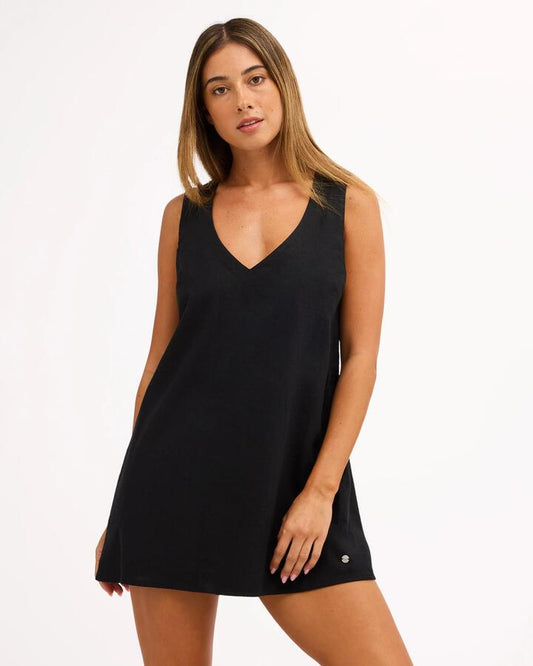 Image of Dresses. Product name - Roxy Womens Sun Charm Midi Dress Black in Black colour by brand - Roxy
