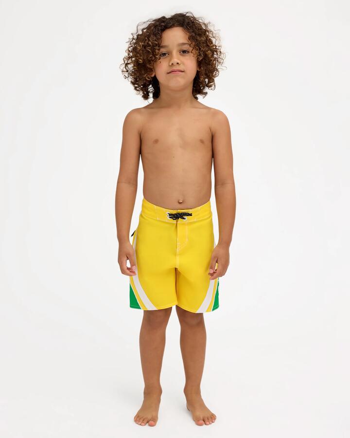 Image of Swimwear. Product name - Billabong Boys 2-7 Fluid 2K Boardshorts True Yellow in True Yellow colour by brand - Billabong