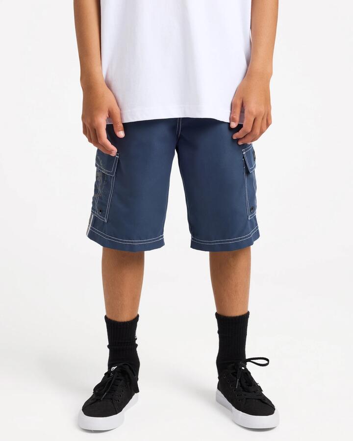 Image of Swimwear. Product name - Billabong Boys 8-16 Throw On 3.0 19" Boardshorts Dusty Indigo in Dusty Indigo colour by brand - Billabong