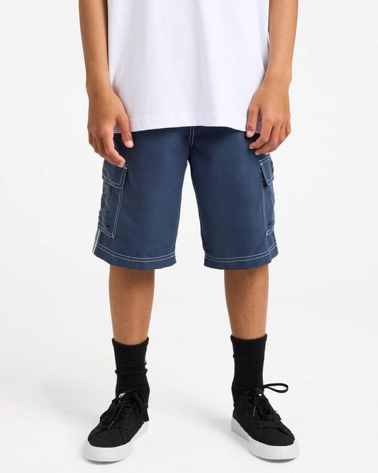 Image of Swimwear. Product name - Billabong Boys 8-16 Throw On 3.0 19" Boardshorts Dusty Indigo in Dusty Indigo colour by brand - Billabong