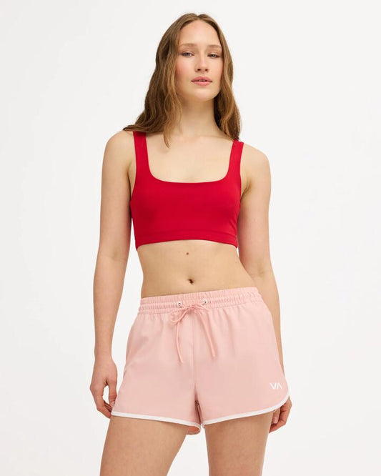 Image of a model wearing Shorts. Product name - RVCA Womens Rvca Soft Shell Shorts Sea Pink in Sea Pink colour by brand - RVCA